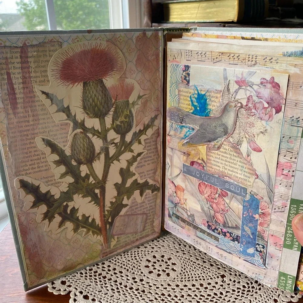 NWT - Hardcover Vintage Collage Art Journal with Owl Travelers Notebook